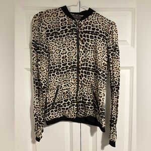 Suzy Shier Leopard Print Bomber Jacket